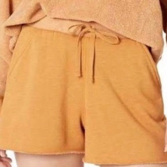 FREE People intimates Kelly Drawstring Raw Edge Shorts Cognac Brown tangerineNew - Picture 1 of 7